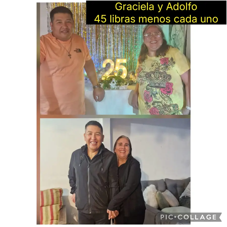 Antes y después. Graciela y Adolfo: 45 libras menos cada uno